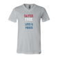 Saved. Free. Loud & Proud - Bella+Canvas - Unisex V-Neck - Neutral Colors