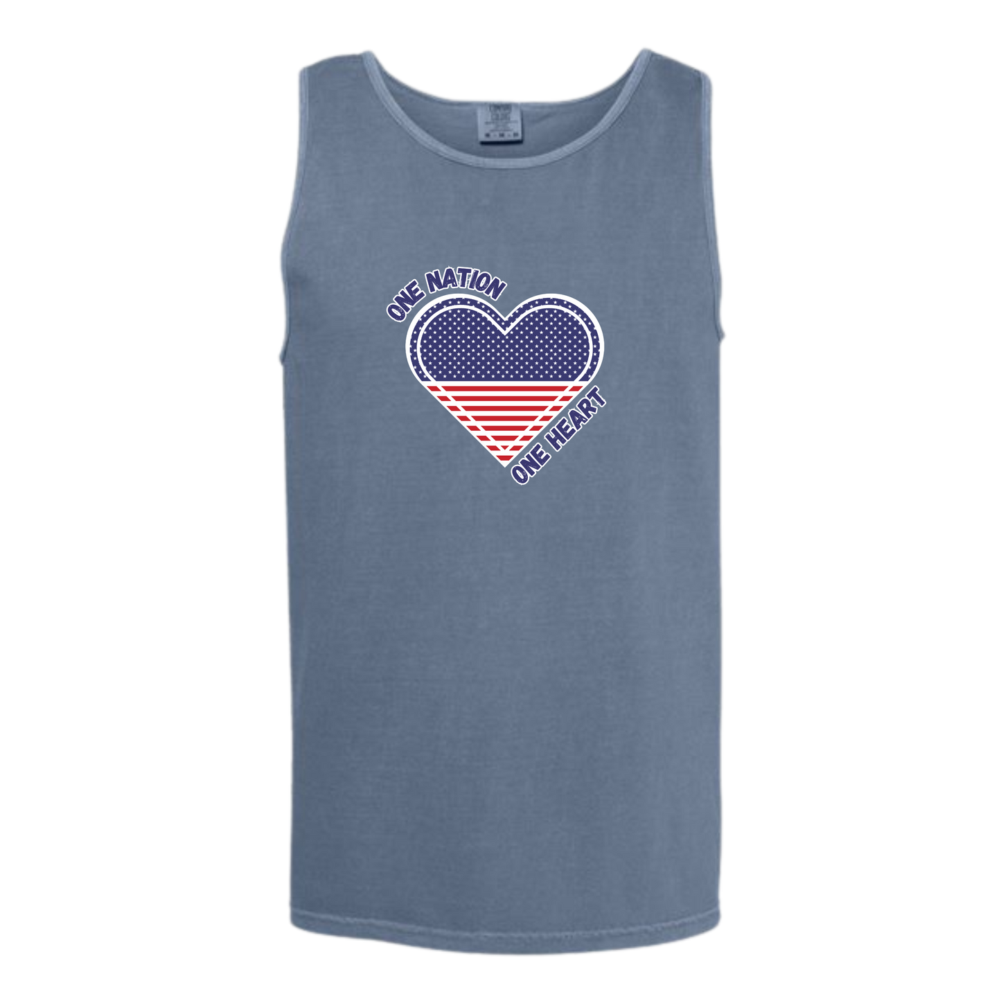 One Nation One Heart - Comfort Colors - Unisex Tank - Neutral Colors & Blues