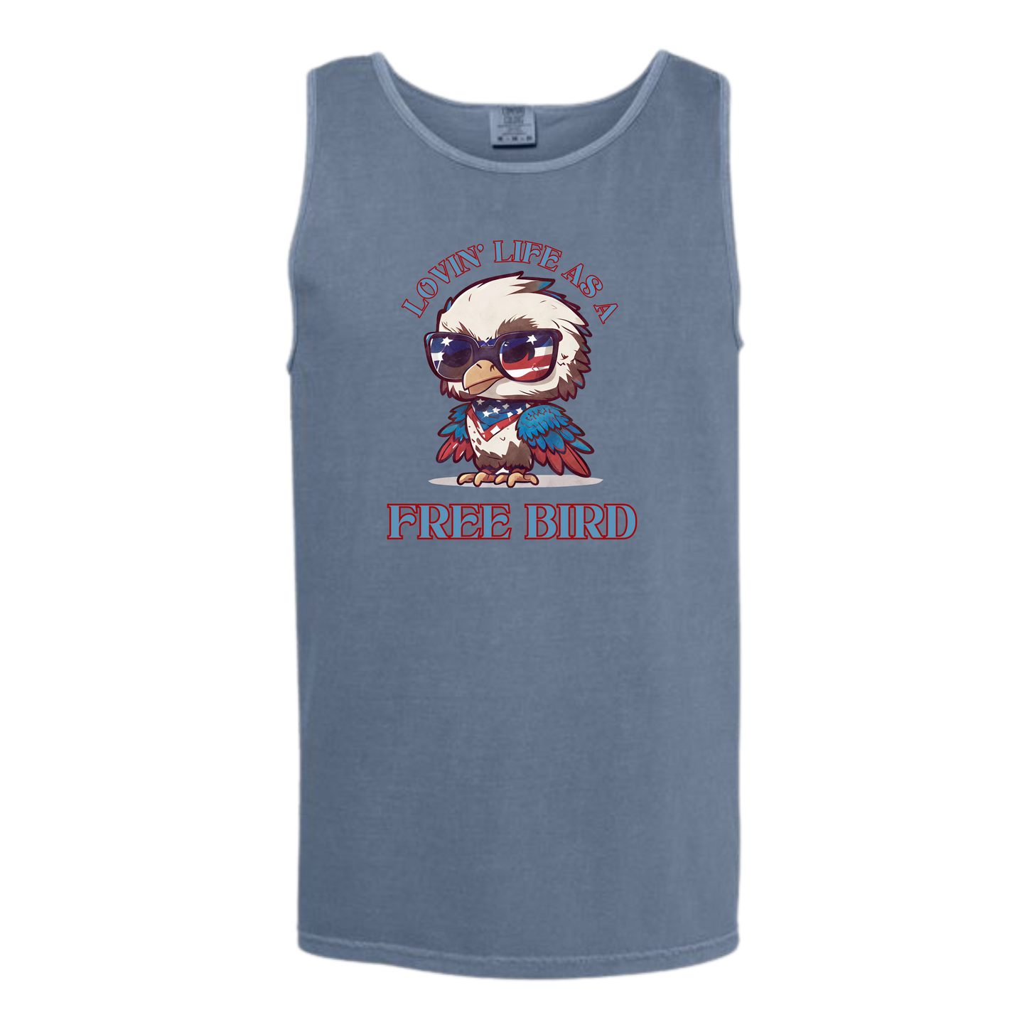 Lovin' Life as a Free Bird - Comfort Colors - Unisex Tank - Neutral Colors & Blues