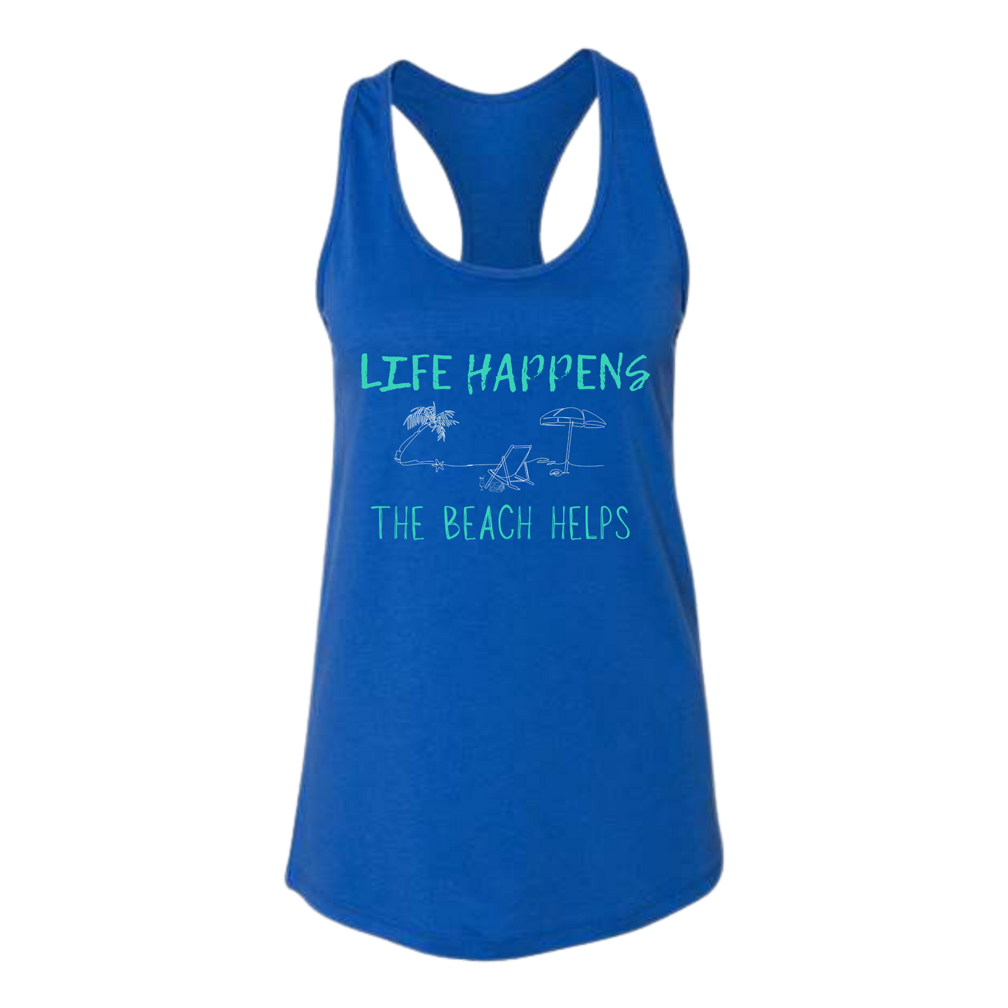 Life Happens The Beach Helps - Bella+Canvas - Women's Jersey Racerback Tank