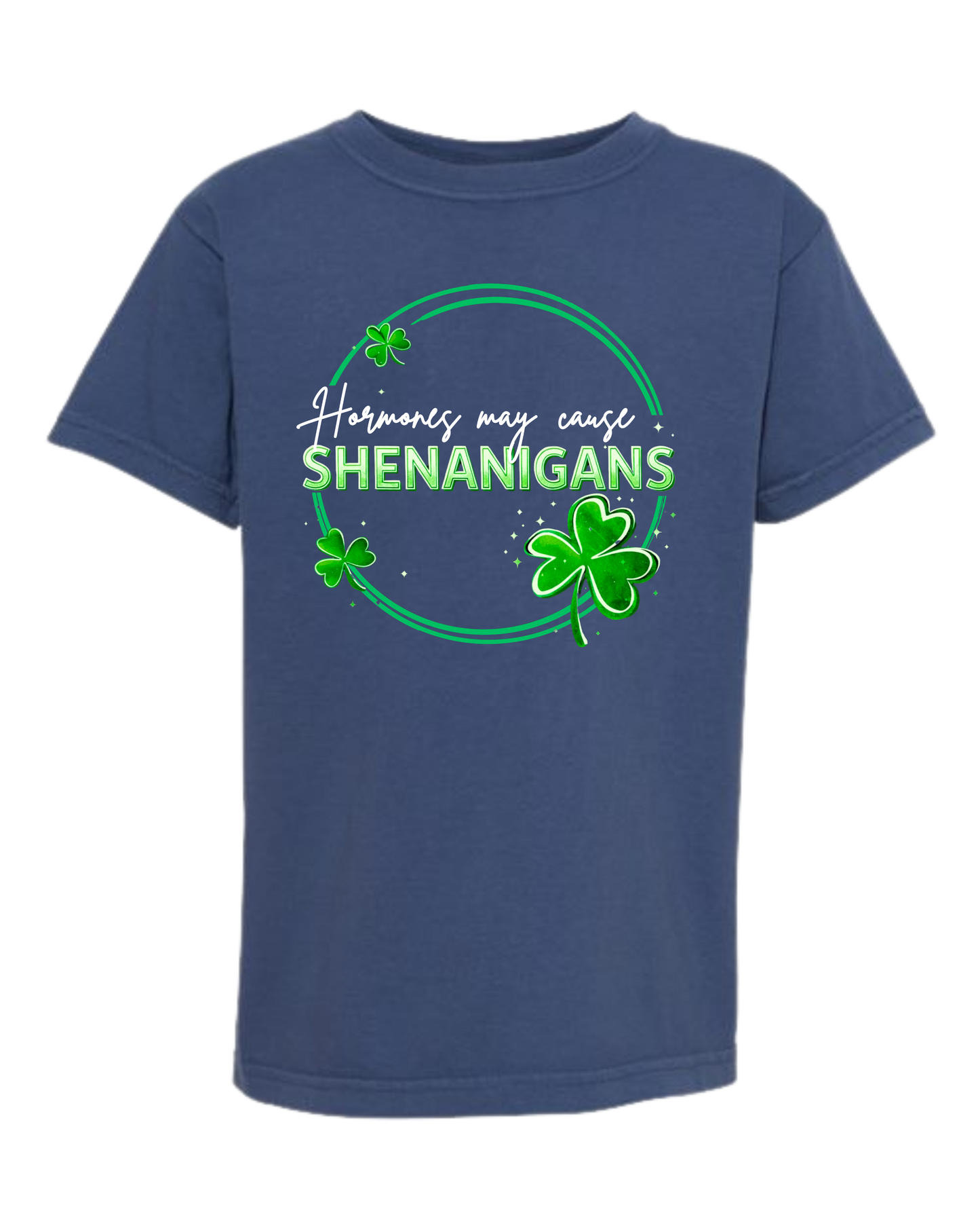 Hormones May Cause Shenanigans - Comfort Colors - Heavyweight Youth Tee - Neutral Colors & Blues