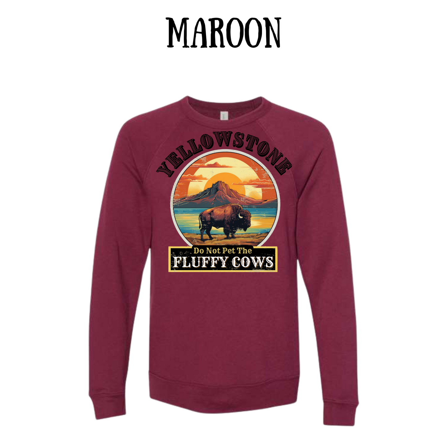 CP - Yellowstone: Fluffy Cows - Sponge Fleece Raglan Sweatshirt - Assorted Colors