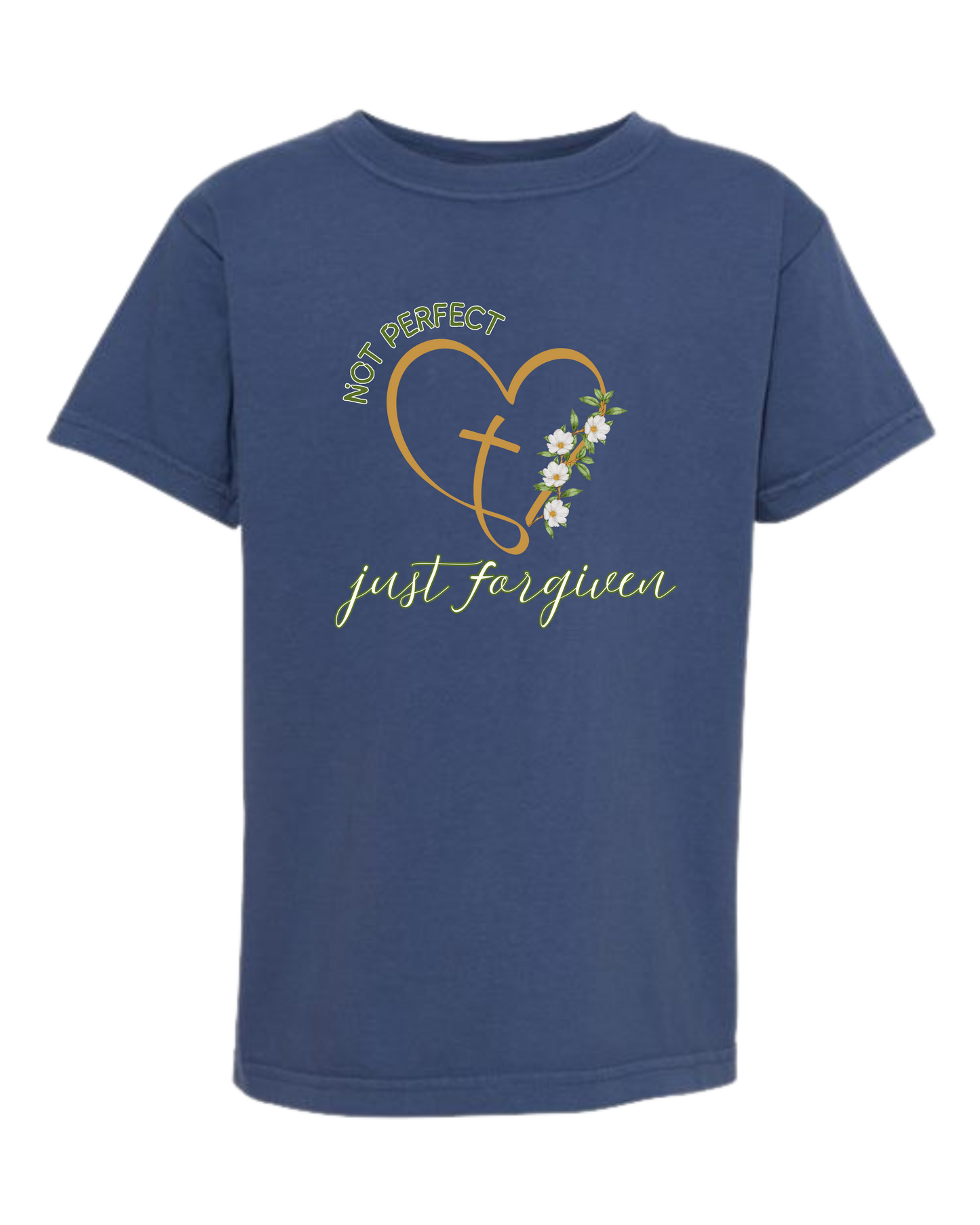 Not Perfect Just Forgiven - Comfort Colors - Heavyweight Youth Tee - Neutral Colors & Blues