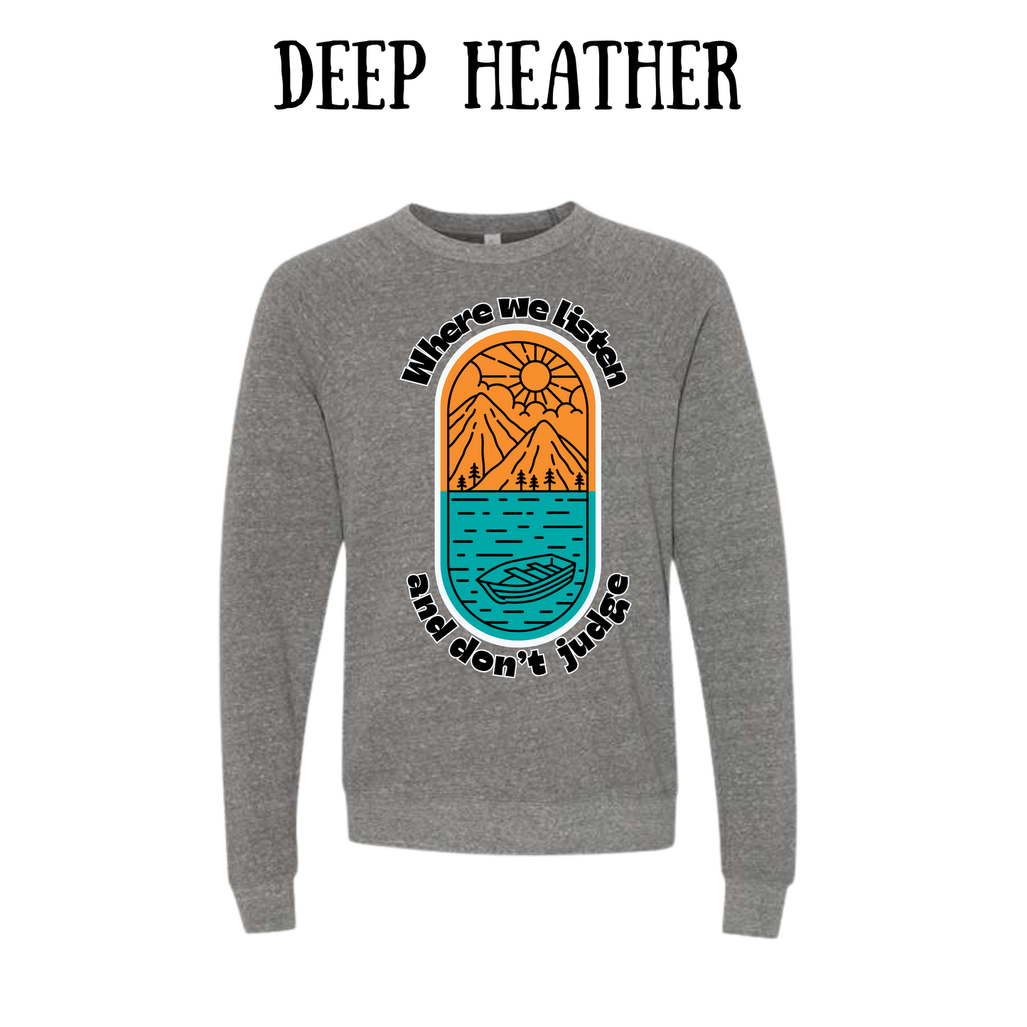 CP - Where We Listen and Don't Judge - Sponge Fleece Raglan Sweatshirt - Greens, Neutrals