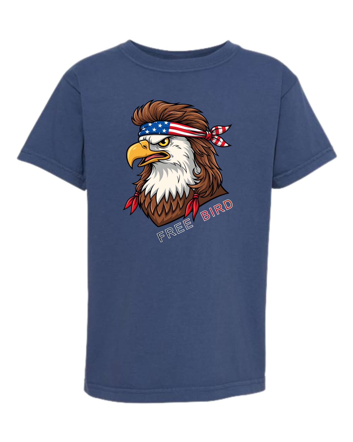 Rockin Free Bird - Comfort Colors - Heavyweight Youth Tee - Neutral Colors & Blues
