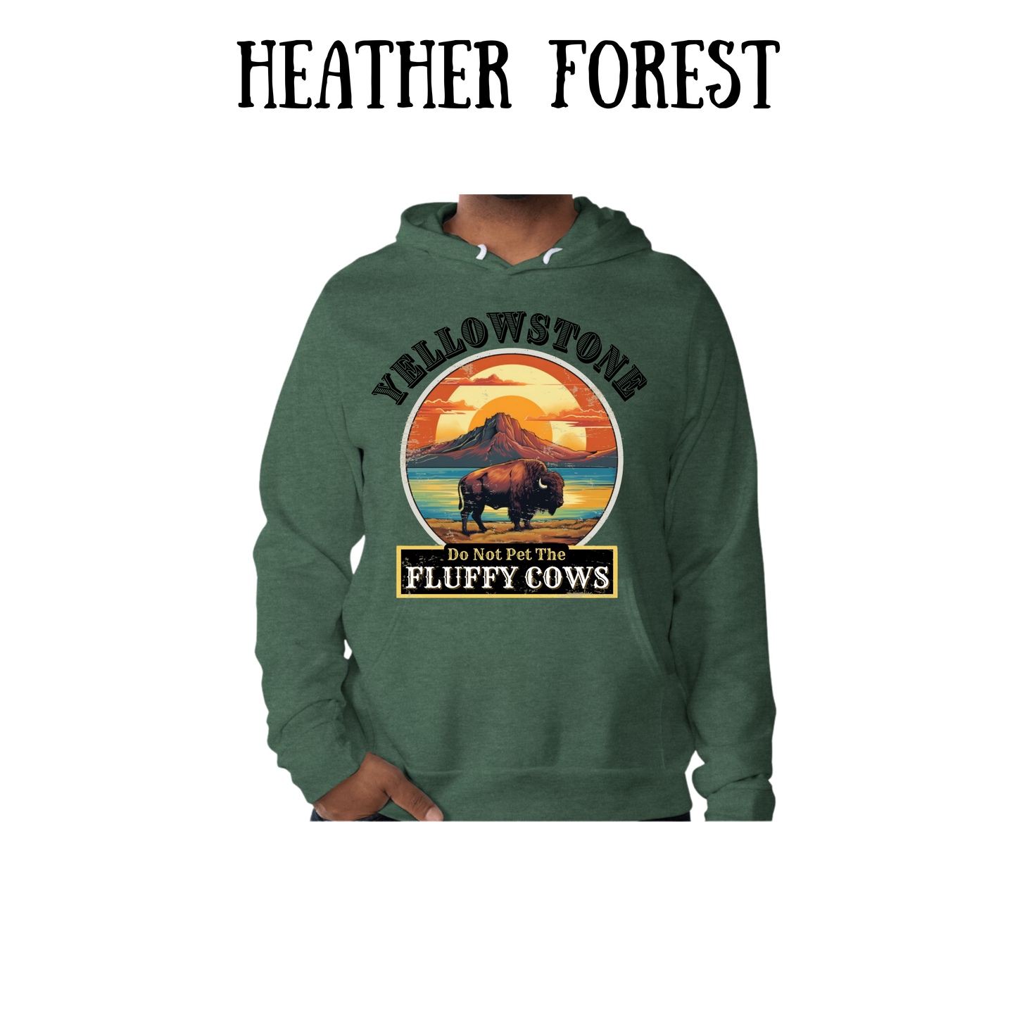 CP - Yellowstone: Fluffy Cows - Sponge Fleece Hoodie - Greens, Neutrals