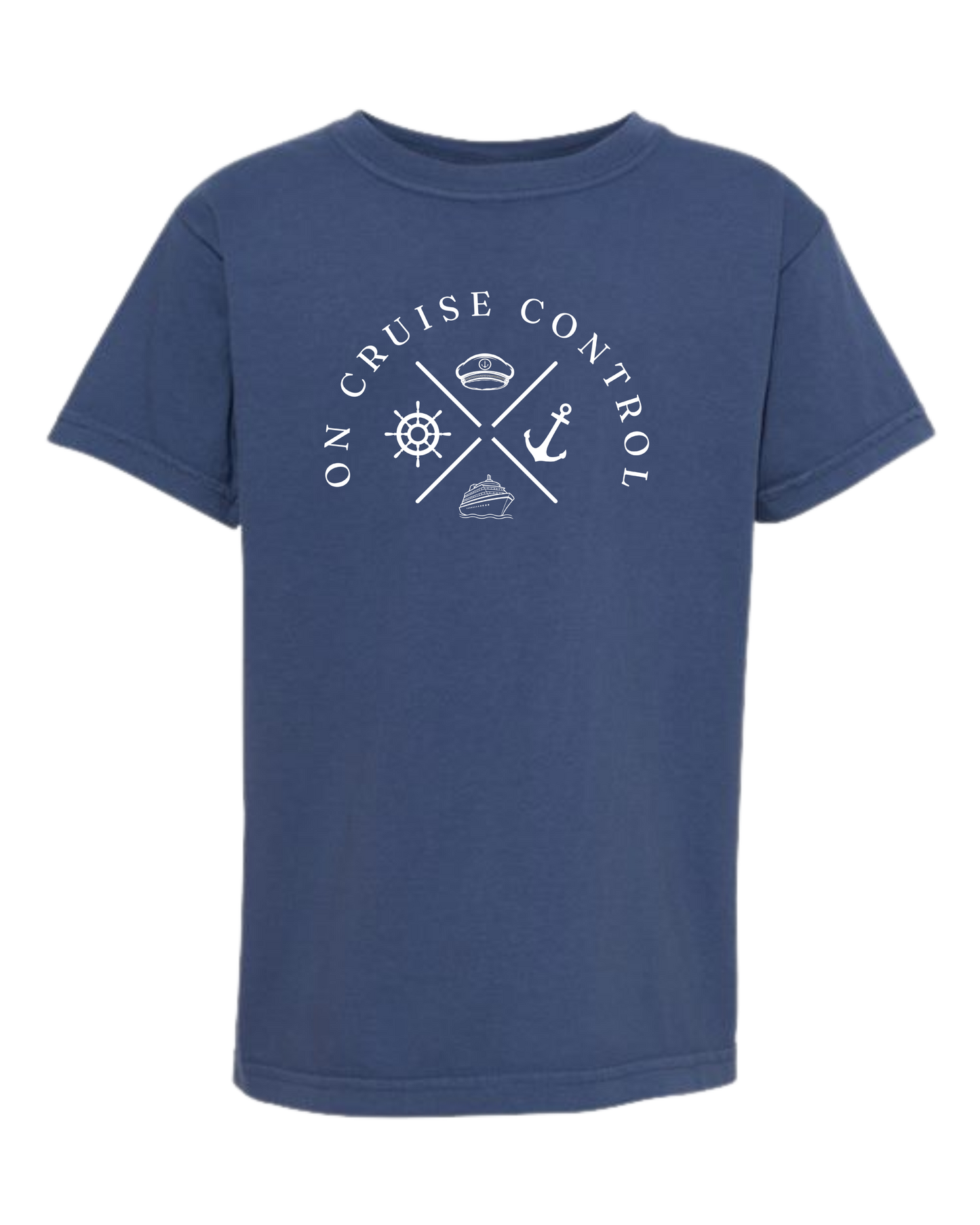 On Cruise Control - Comfort Colors - Heavyweight Youth Tee - Neutral Colors & Blues