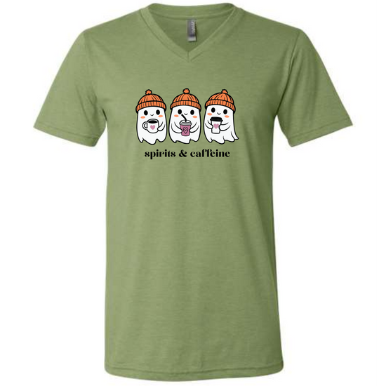 Spirits & Caffeine - Unisex V-Neck - Assorted Colors