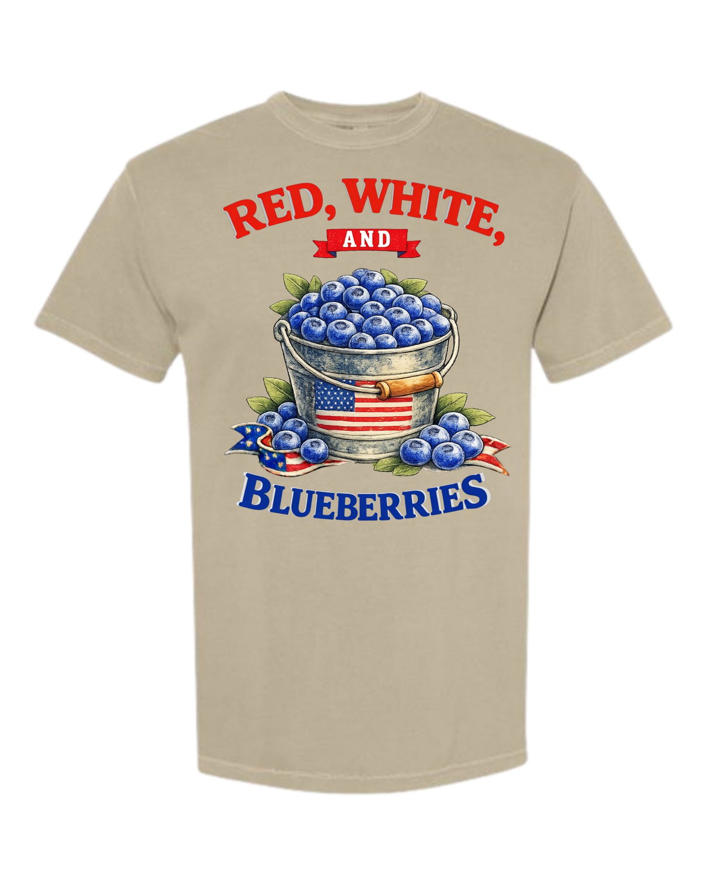 Red, White, And Blueberries - Comfort Colors - Heavyweight Unisex Tee - Neutral Colors