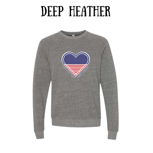 PP - One Nation One Heart - Sponge Fleece Raglan Sweatshirt - Greens, Neutrals