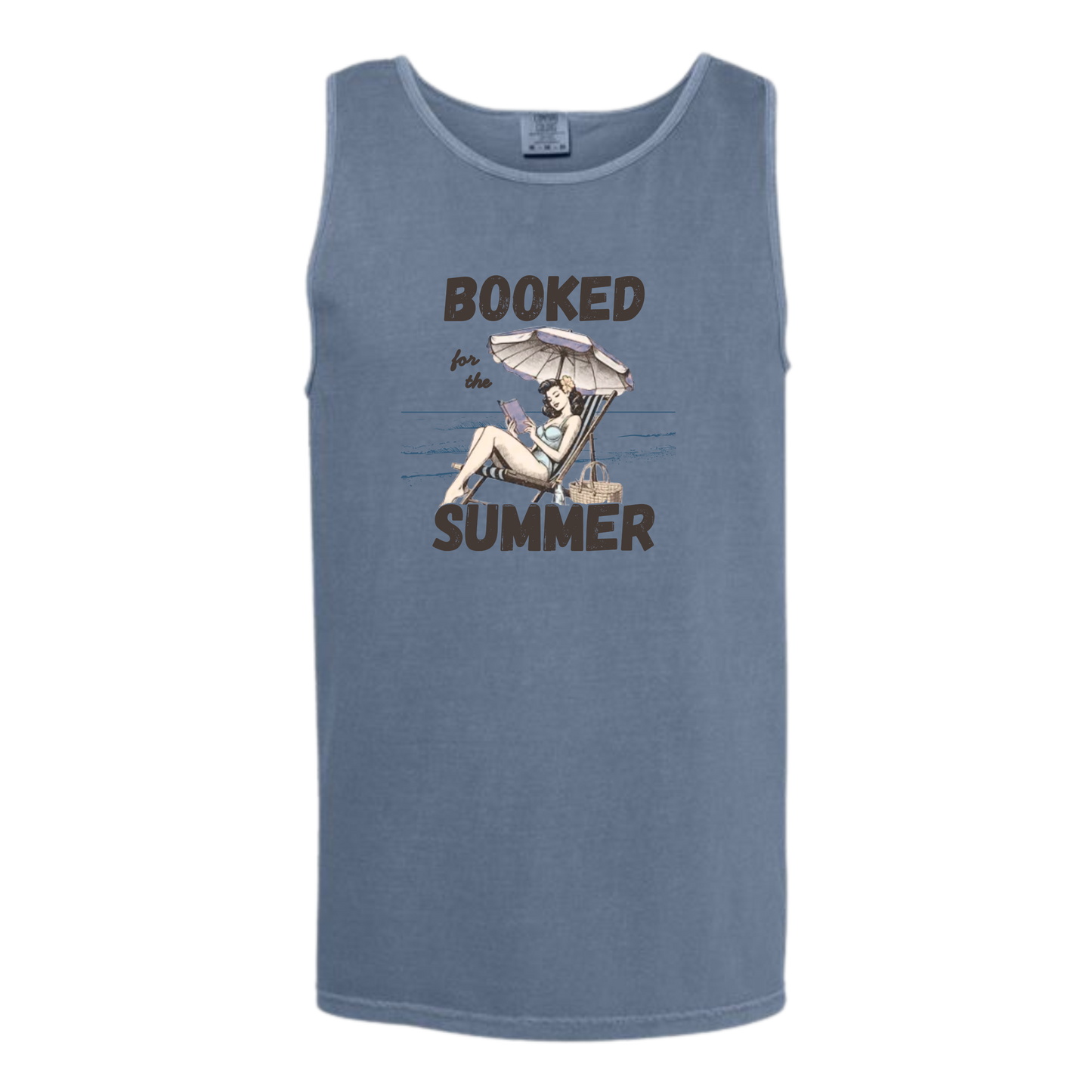 Booked for the Summer - Comfort Colors - Unisex Tank - Neutral Colors & Blues
