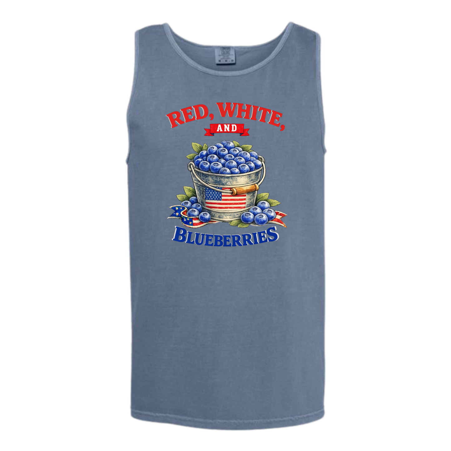 Red, White, And Blueberries - Comfort Colors - Unisex Tank - Neutral Colors & Blues