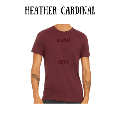 beta to alpha - unisex tee - yellows, oranges, reds