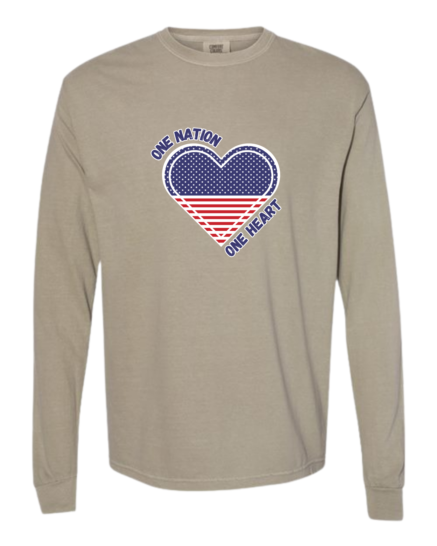 One Nation One Heart - Comfort Colors - Heavyweight Long Sleeve Tee - Neutral Colors