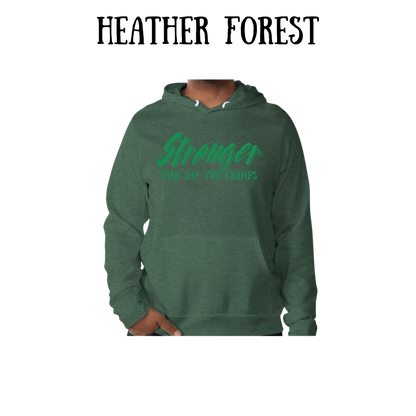 stronger than day two cramps - sponge fleece hoodie - greens, neutrals