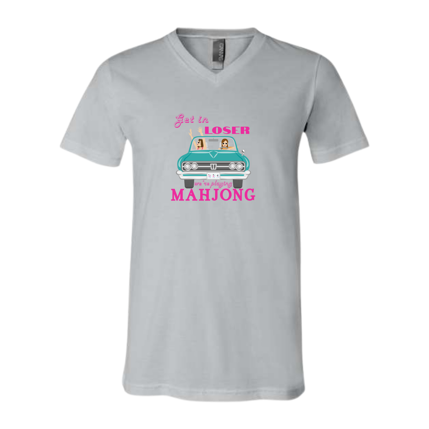 Get in Loser We're Playing Mahjong - Bella+Canvas - Unisex V-Neck - Neutral Colors