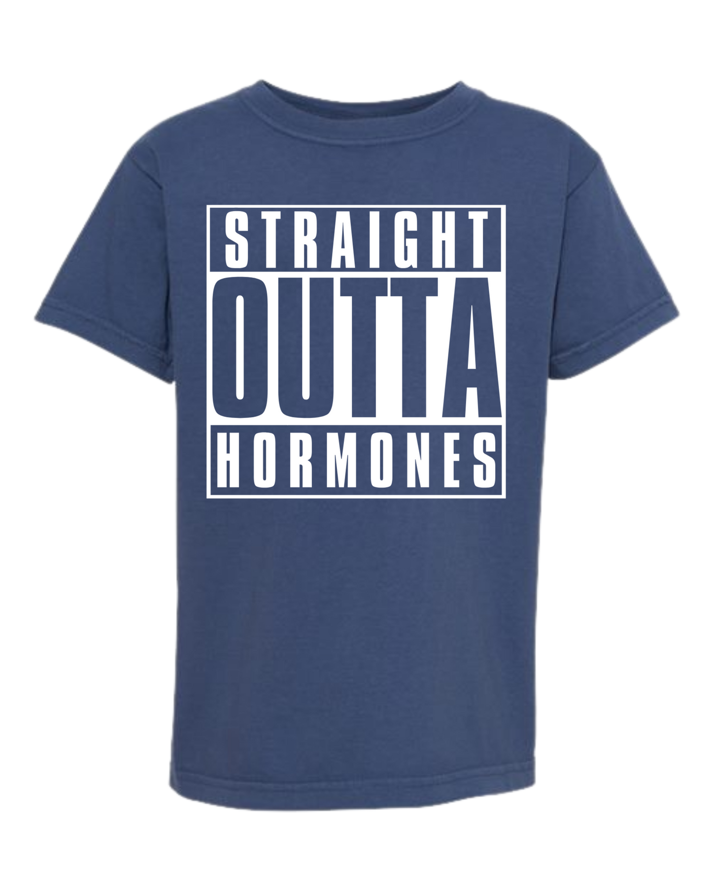 Straight Outta Hormones - Comfort Colors - Heavyweight Youth Tee - Neutral Colors & Blues