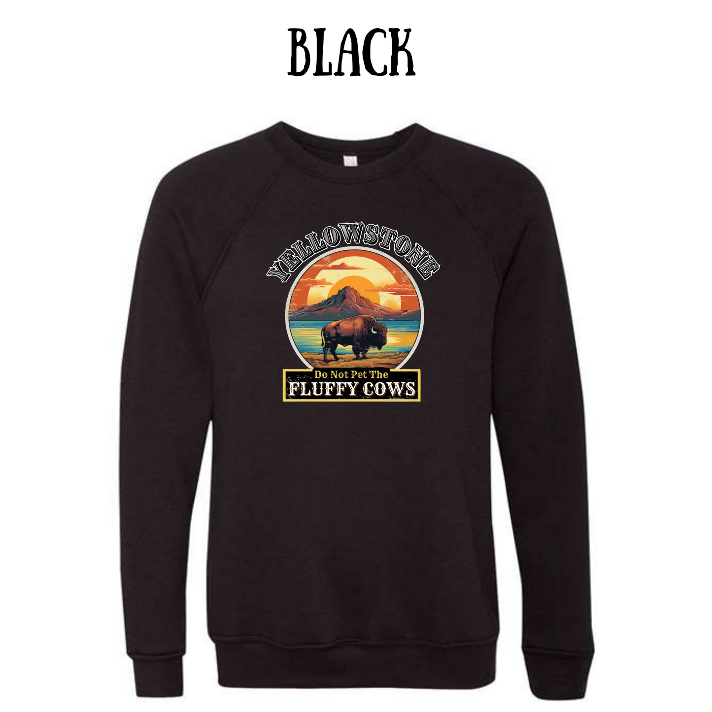 CP - Yellowstone: Fluffy Cows - Sponge Fleece Raglan Sweatshirt - Greens, Neutrals