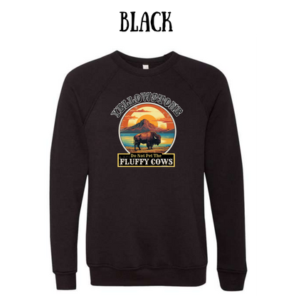 CP - Yellowstone: Fluffy Cows - Sponge Fleece Raglan Sweatshirt - Greens, Neutrals
