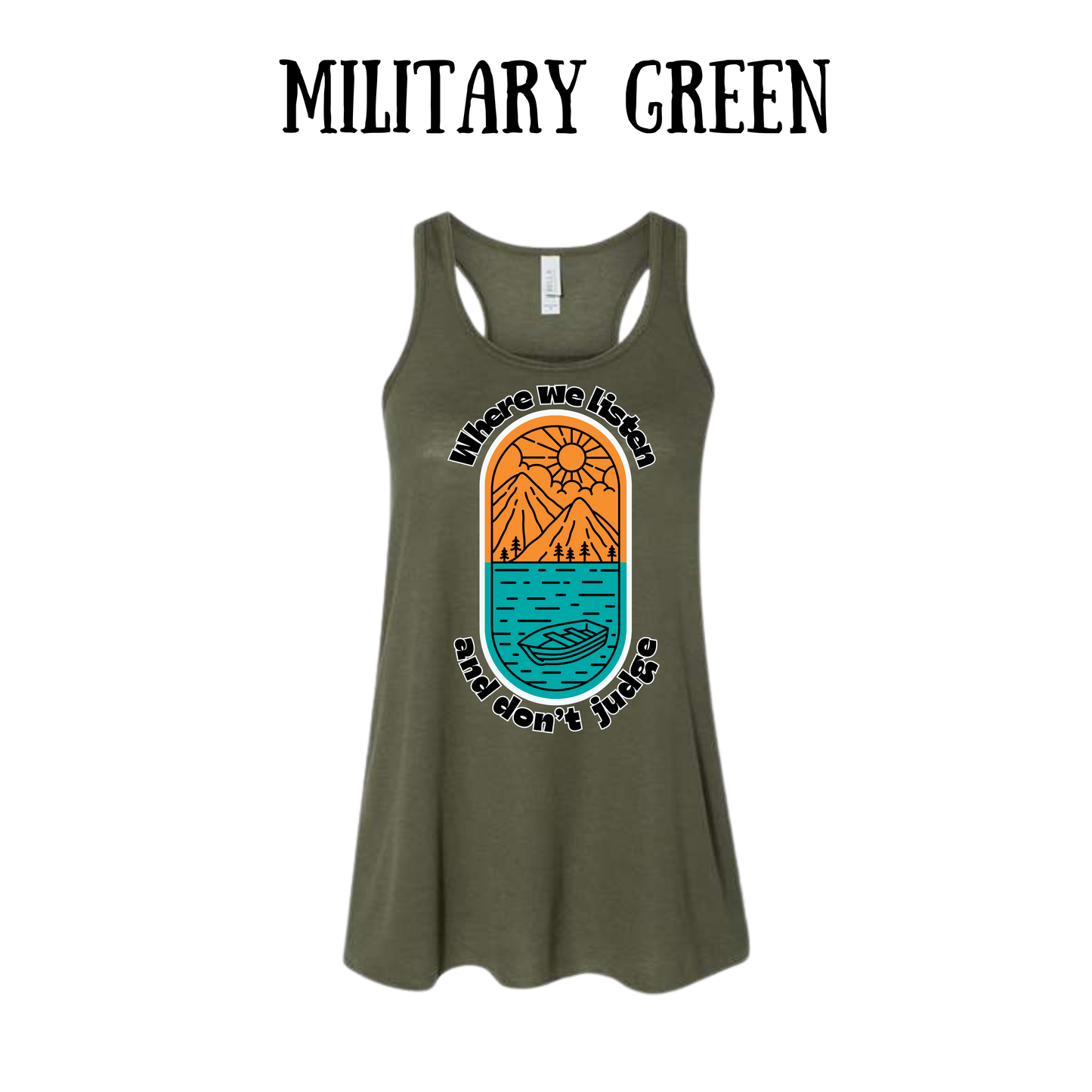 CP - Where We Listen and Don't Judge - Women's Flowy Racerback Tank