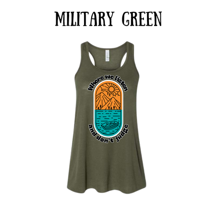 CP - Where We Listen and Don't Judge - Women's Flowy Racerback Tank