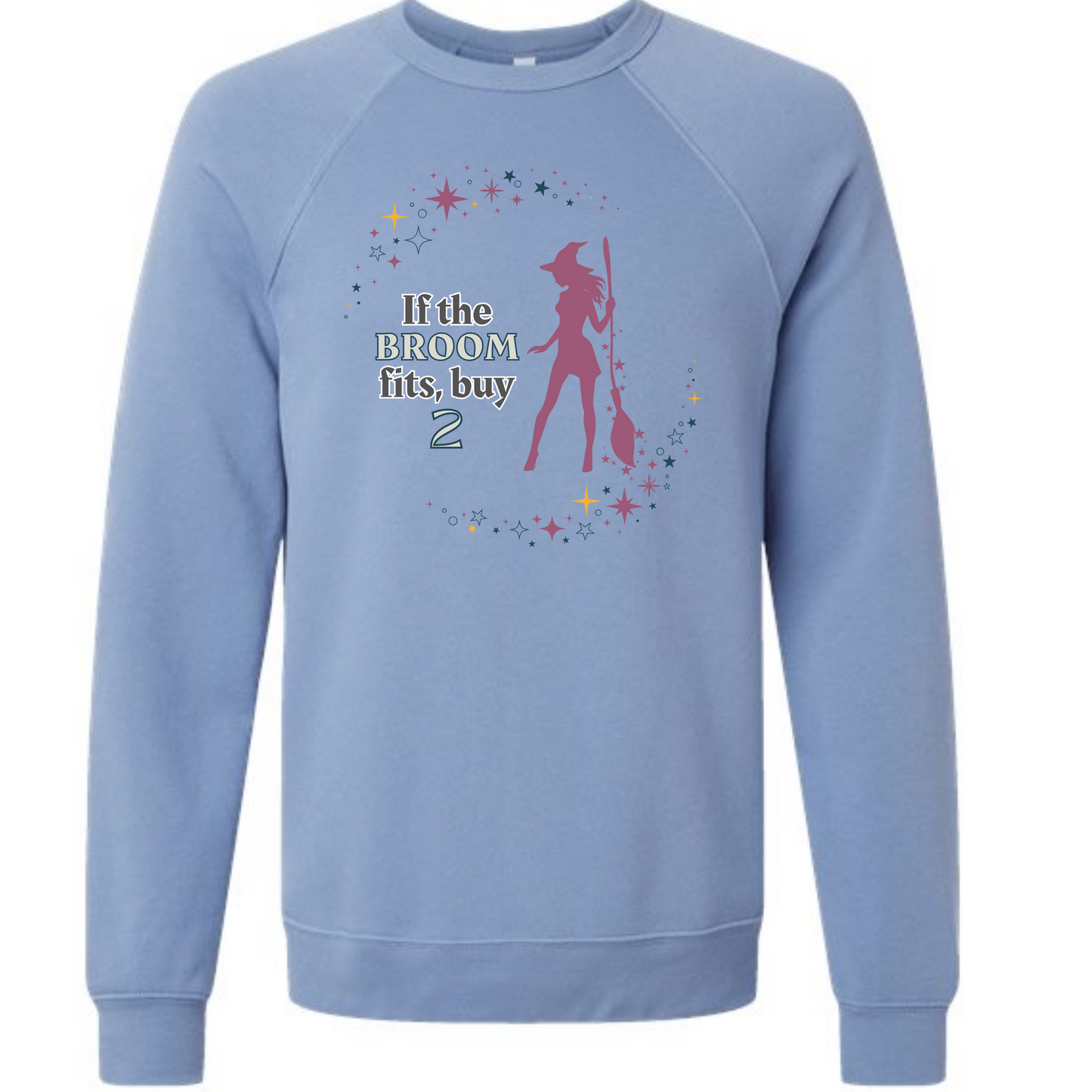 If The Broom Fits - Sponge Fleece Raglan Sweatshirt - Blues, Purples
