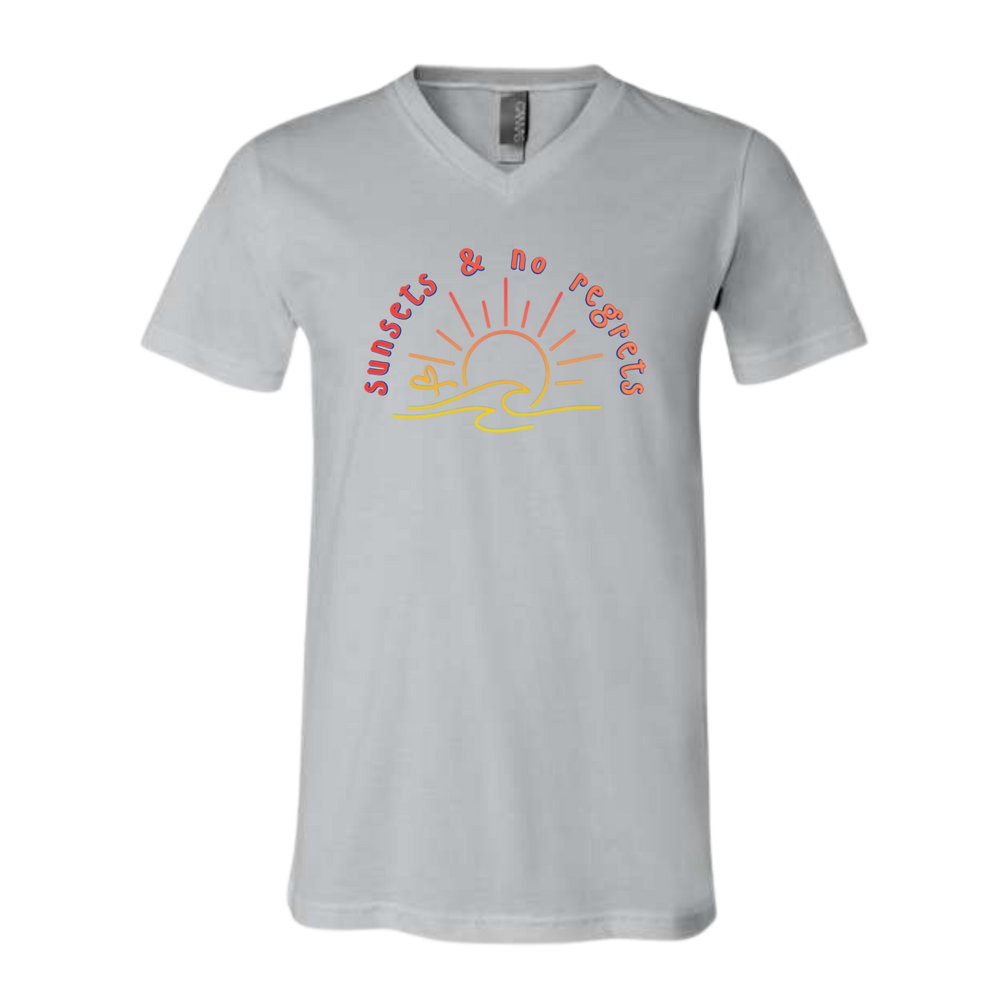 Sunsets & No Regrets - Bella+Canvas - Unisex V-Neck - Neutral Colors
