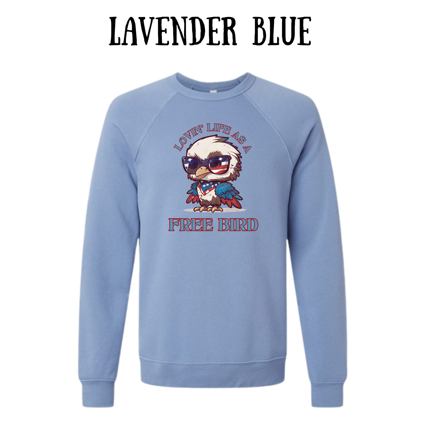 PP - Lovin' Life As A Free Bird - Sponge Fleece Raglan Sweatshirt - Blues, Purples