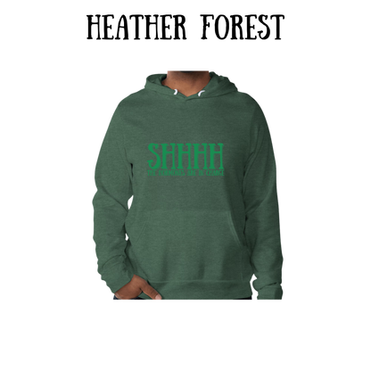 shhhh the hormones are in charge - sponge fleece hoodie - greens, neutrals