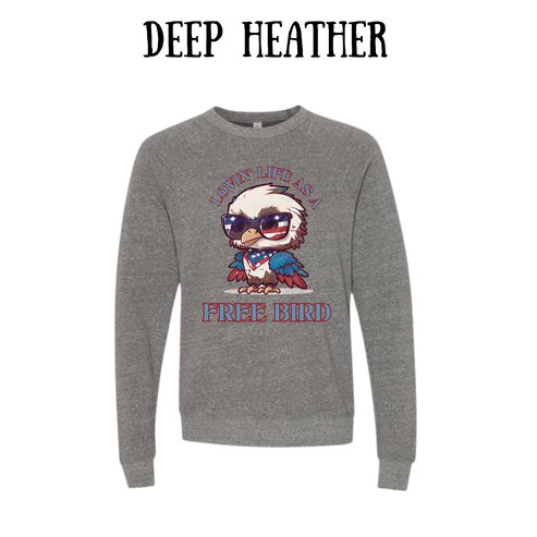 PP - Lovin' Life As A Free Bird - Sponge Fleece Raglan Sweatshirt - Greens, Neutrals