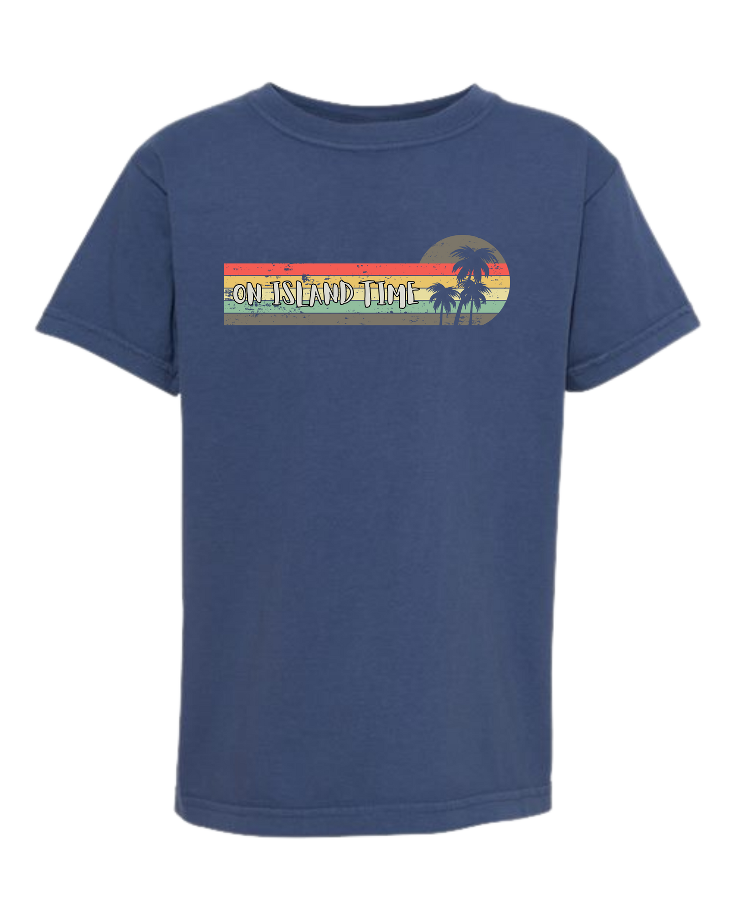 On Island Time - Comfort Colors - Heavyweight Youth Tee - Neutral Colors & Blues