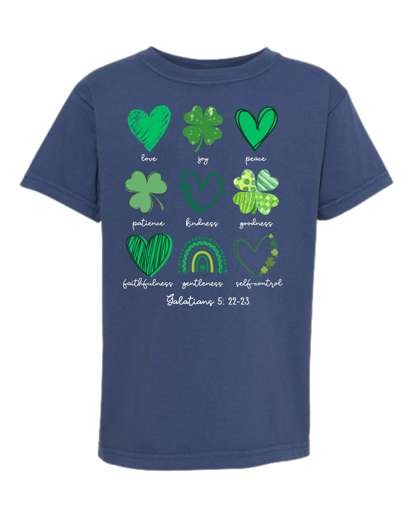 Galatians 5 - St Patrick's Day - Comfort Colors - Heavyweight Youth Tee - Neutral Colors & Blues