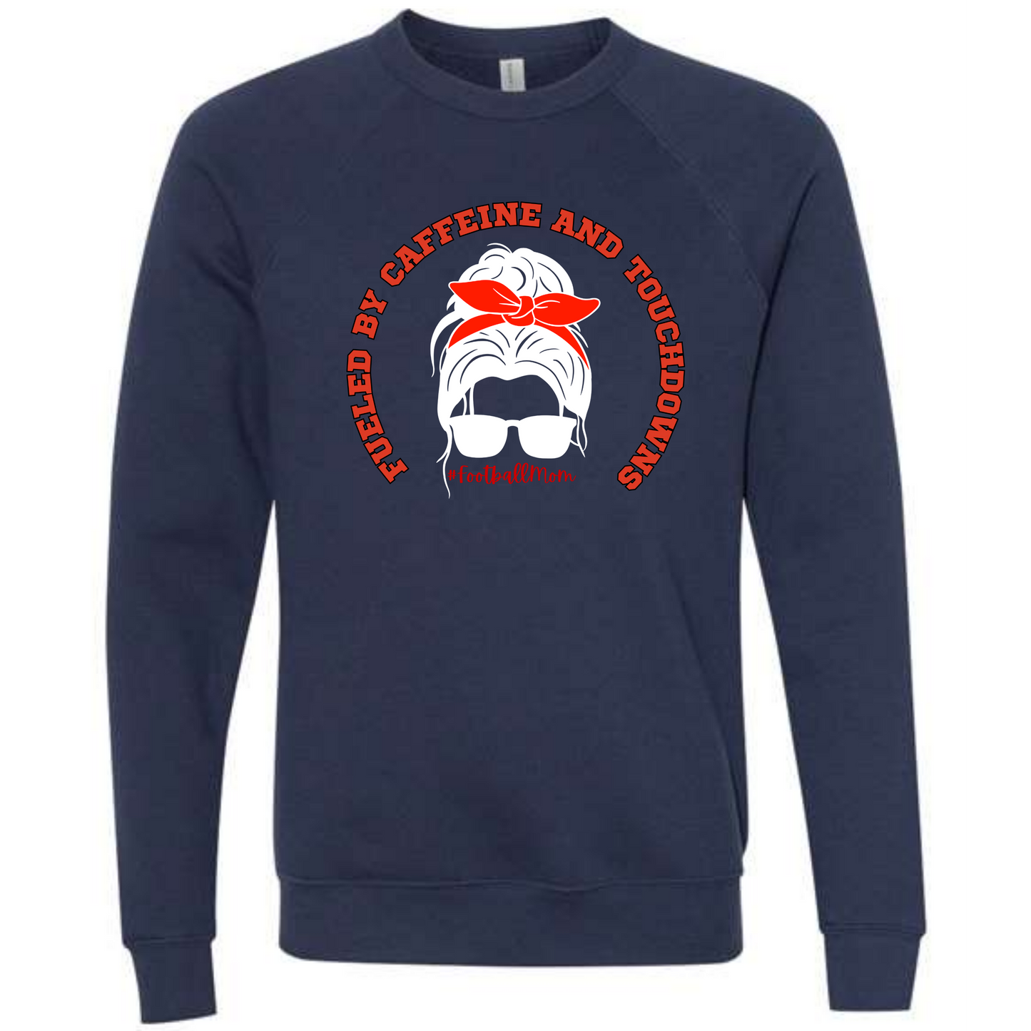 Football Moms Fueled By Caffeine and Touchdowns - Sponge Fleece Raglan Sweatshirt - Blues, Purples