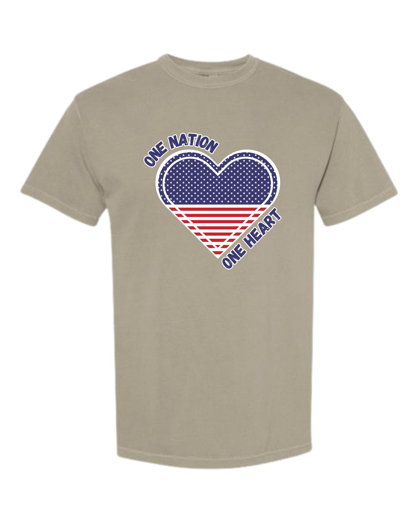 One Nation One Heart - Comfort Colors - Heavyweight Unisex Tee - Neutral Colors