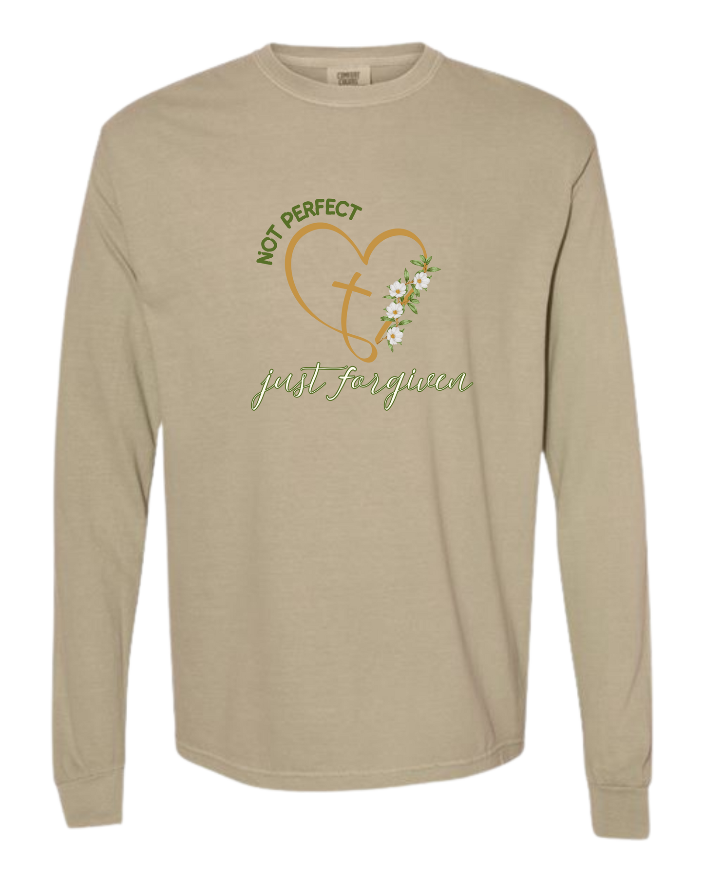 Not Perfect Just Forgiven - Comfort Colors - Heavyweight Long Sleeve Tee - Neutral Colors