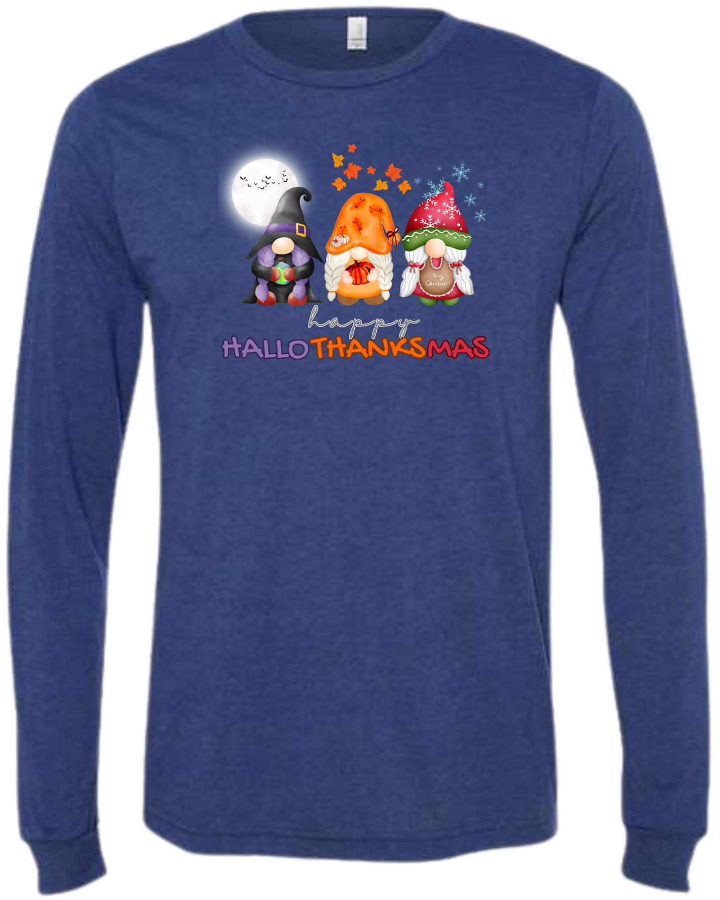 Happy HalloThanksMas Gnomes - Unisex Long Sleeve - Assorted Colors