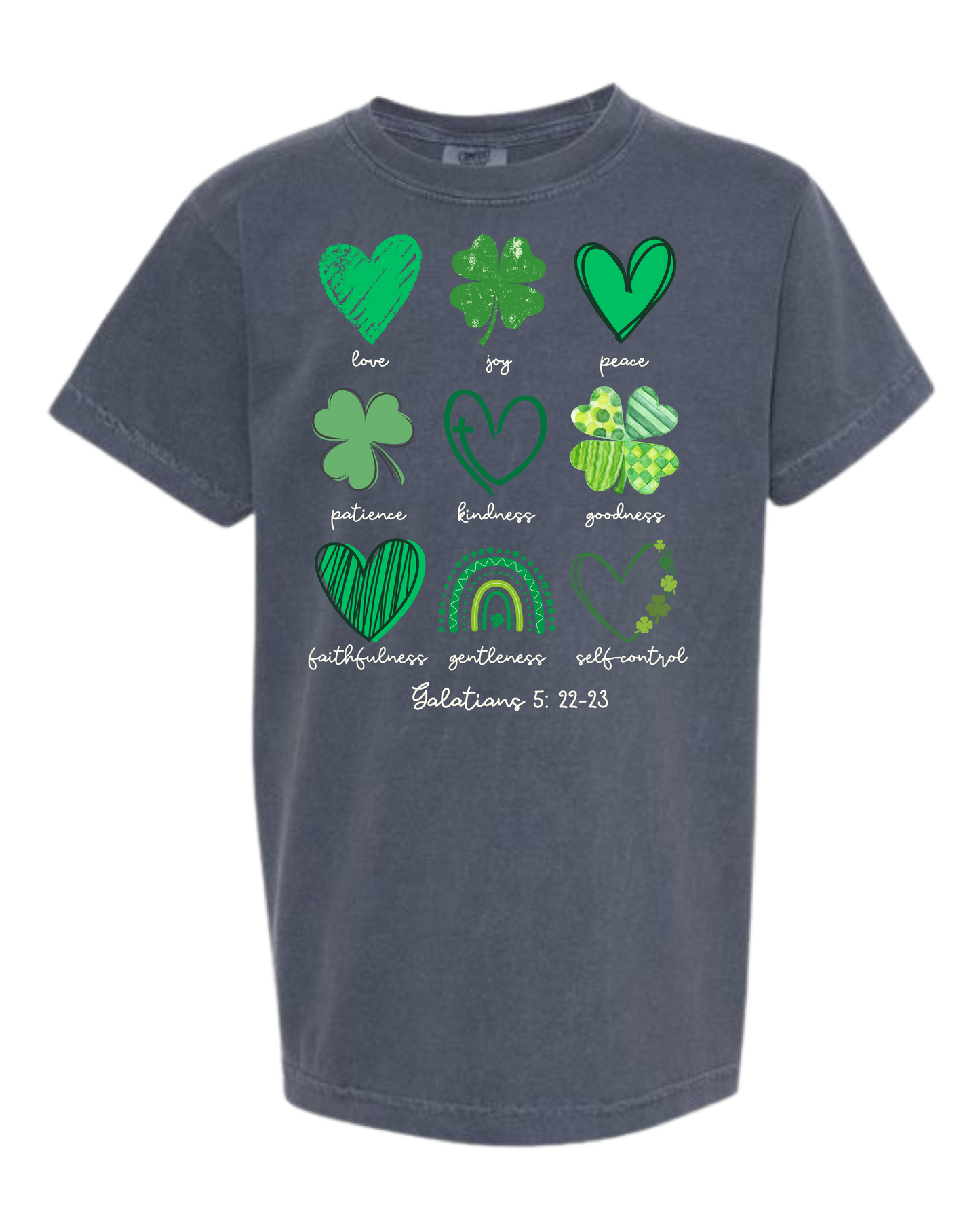 Galatians 5 - St Patrick's Day - Comfort Colors - Heavyweight Youth Tee - Neutral Colors & Blues