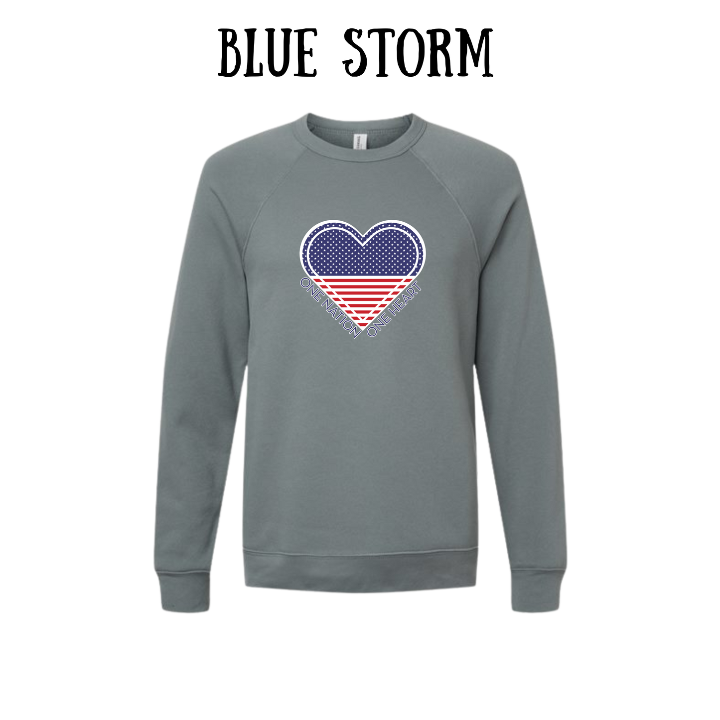 PP - One Nation One Heart - Sponge Fleece Raglan Sweatshirt - Blues, Purples