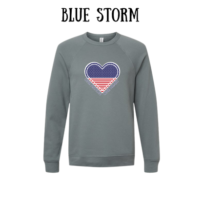 PP - One Nation One Heart - Sponge Fleece Raglan Sweatshirt - Blues, Purples