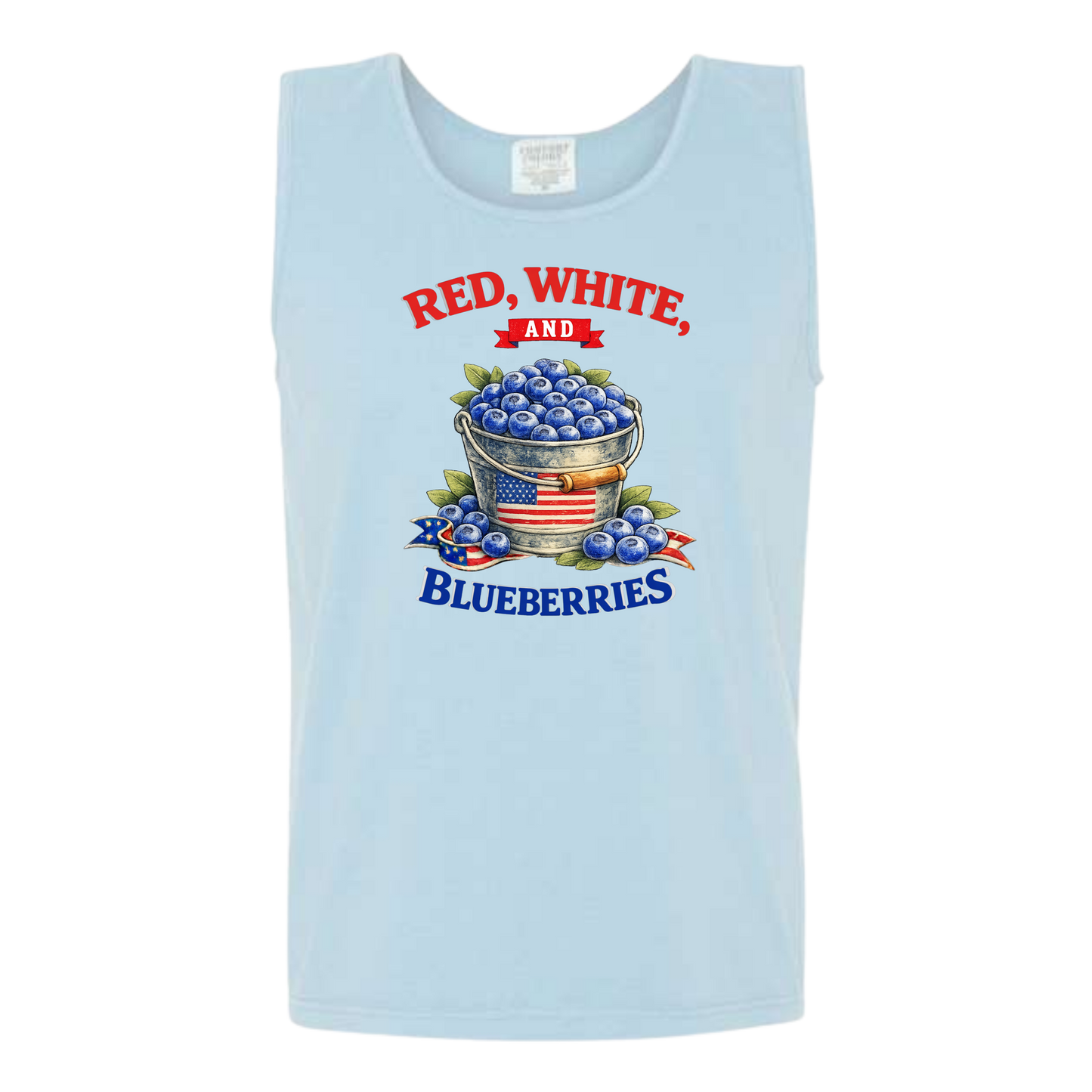 Red, White, And Blueberries - Comfort Colors - Unisex Tank - Neutral Colors & Blues