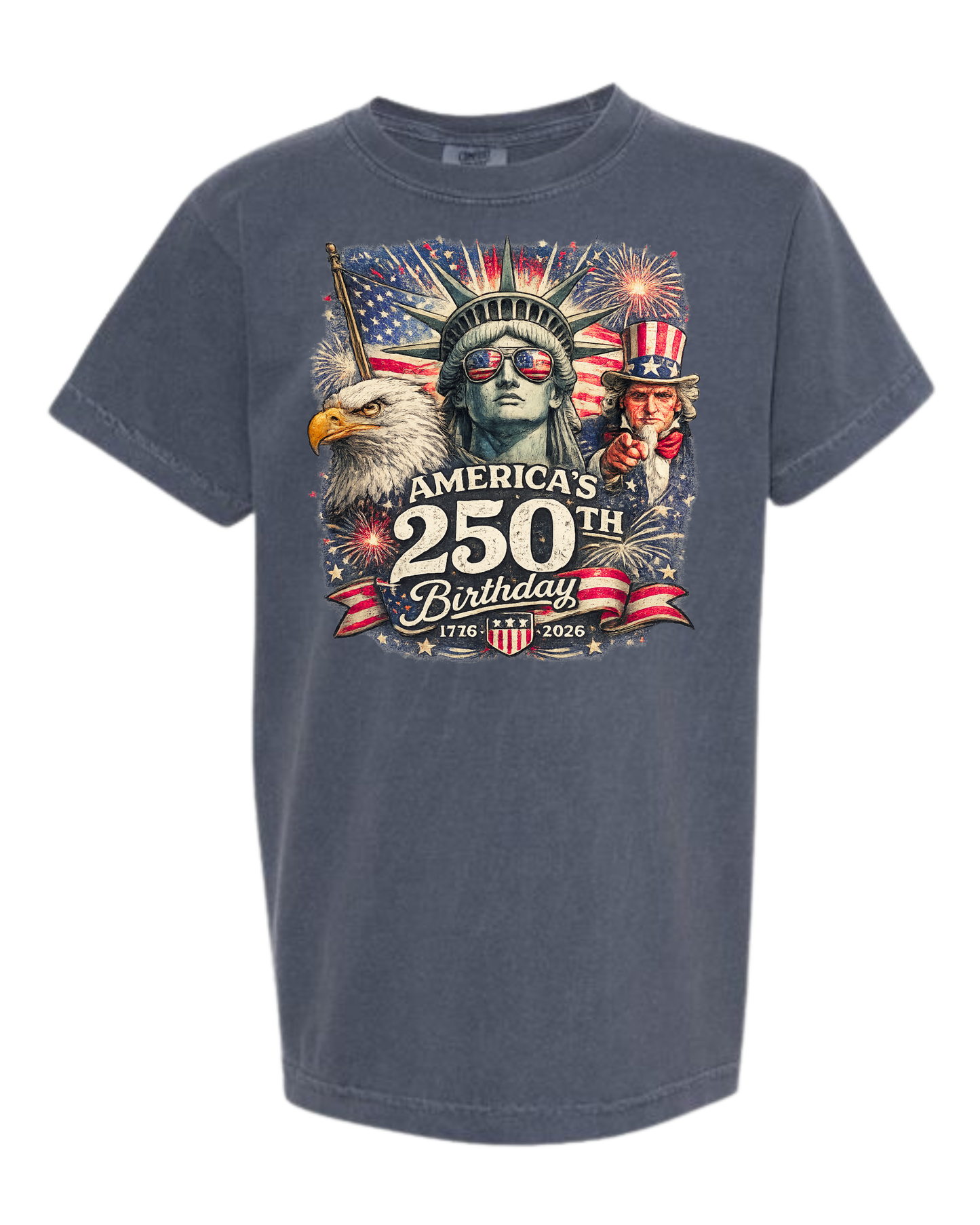 America's 250th Birthday - Comfort Colors - Heavyweight Youth Tee - Neutral Colors & Blues