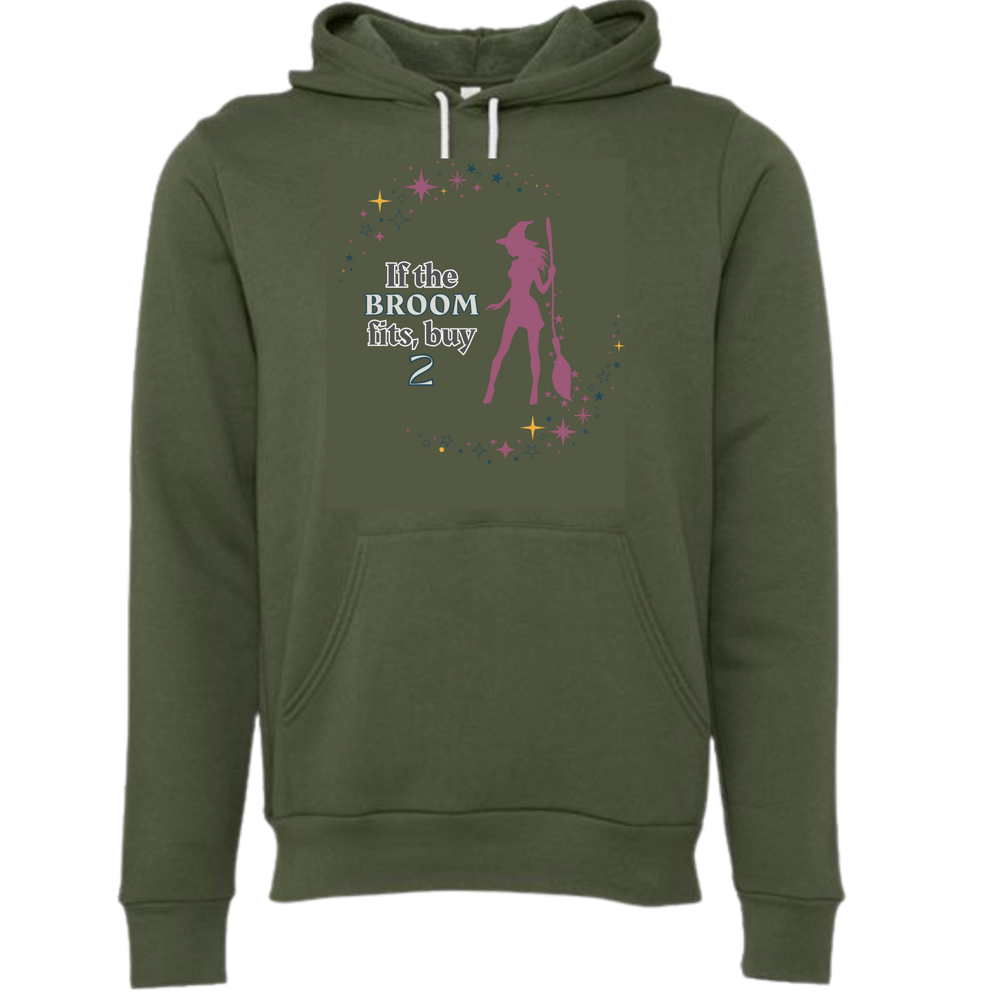 If The Broom Fits - Sponge Fleece Hoodie - Greens, Neutrals