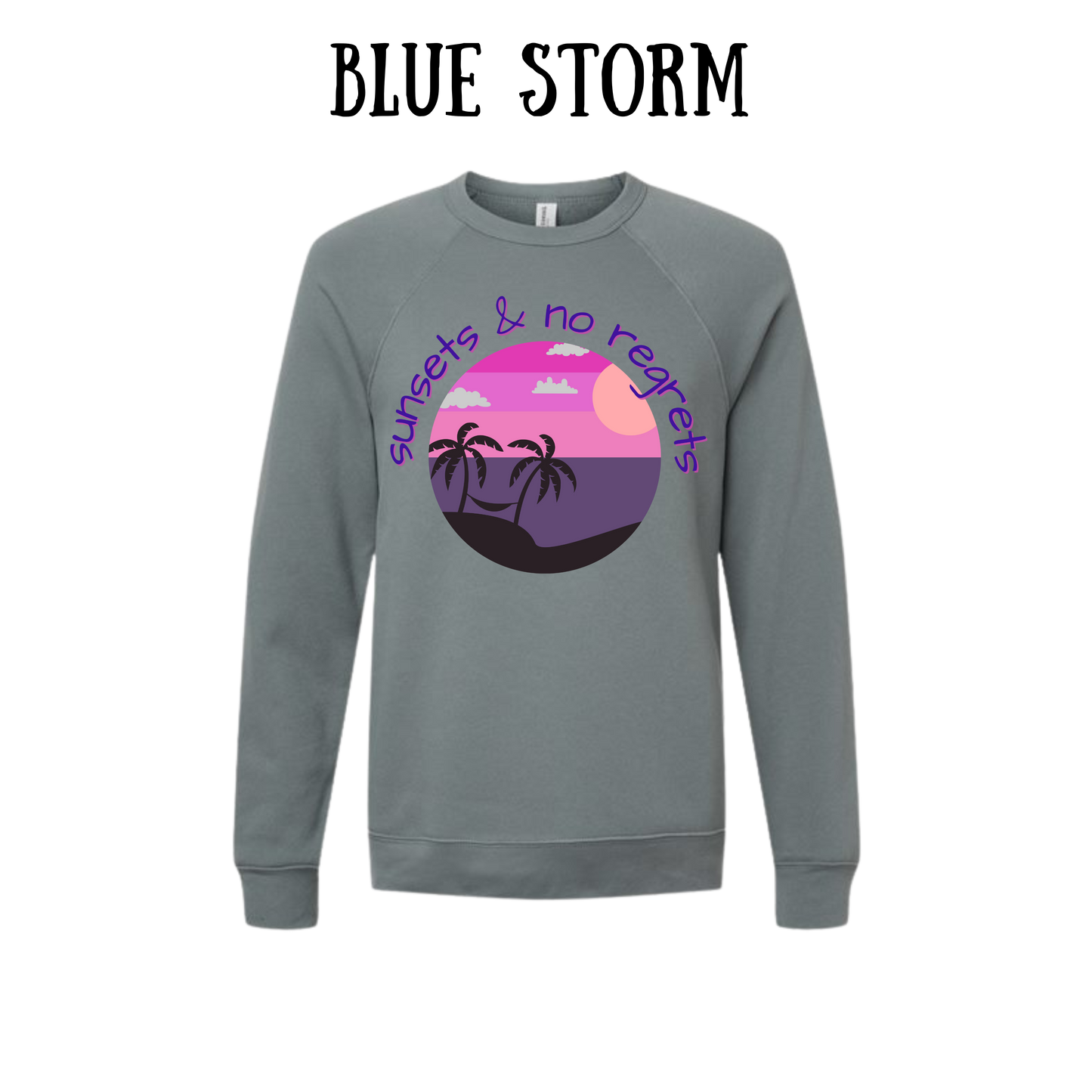 VP - Sunsets & No Regrets - Sponge Fleece Raglan Sweatshirt - Blues, Purples