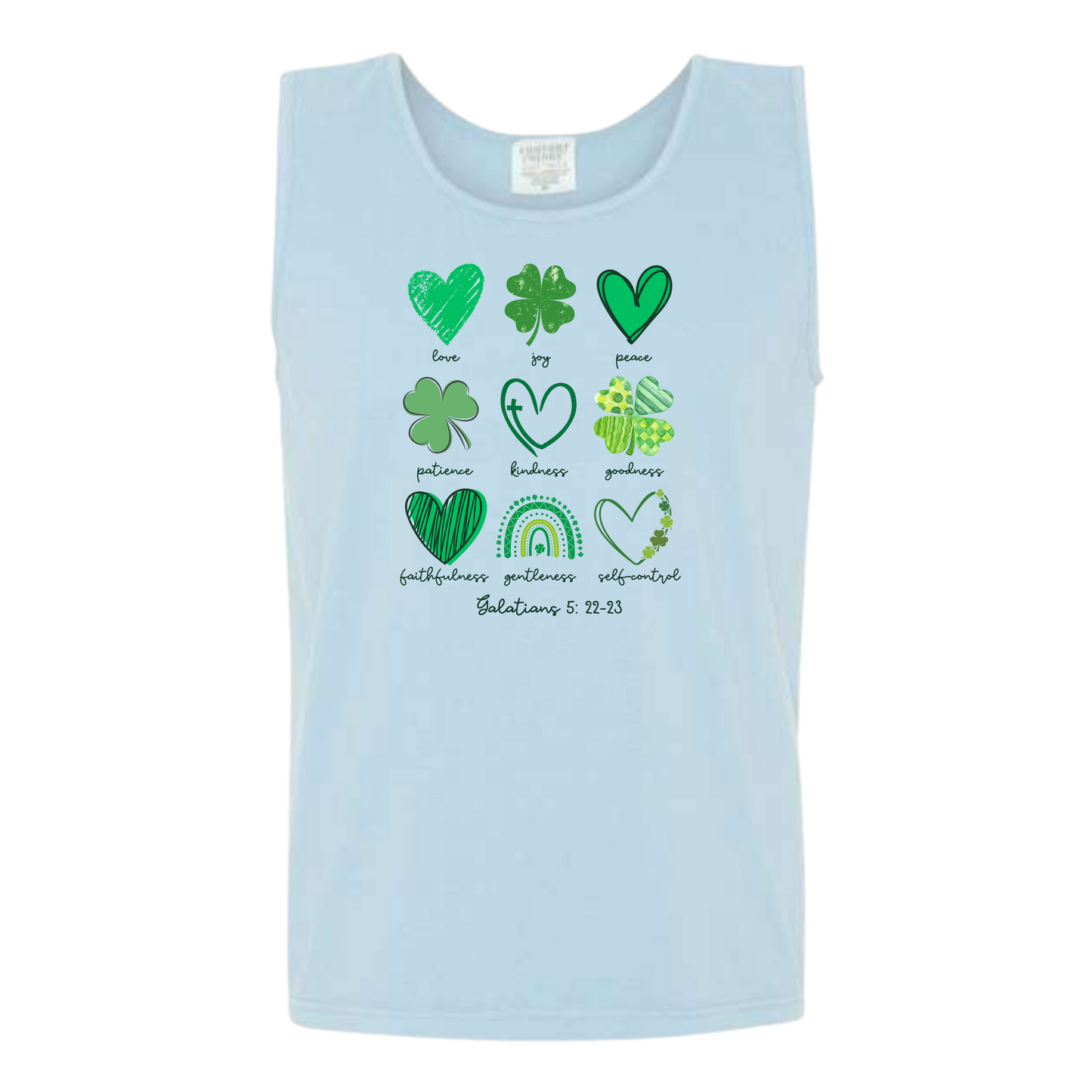 Galatians 5 - St Patrick's Day - Comfort Colors - Unisex Tank - Neutral Colors & Blues