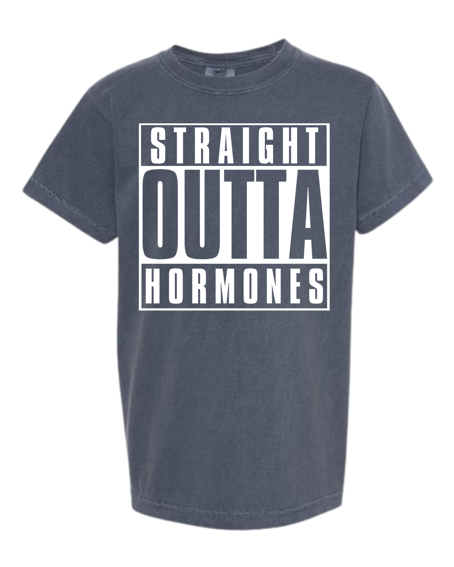 Straight Outta Hormones - Comfort Colors - Heavyweight Youth Tee - Neutral Colors & Blues