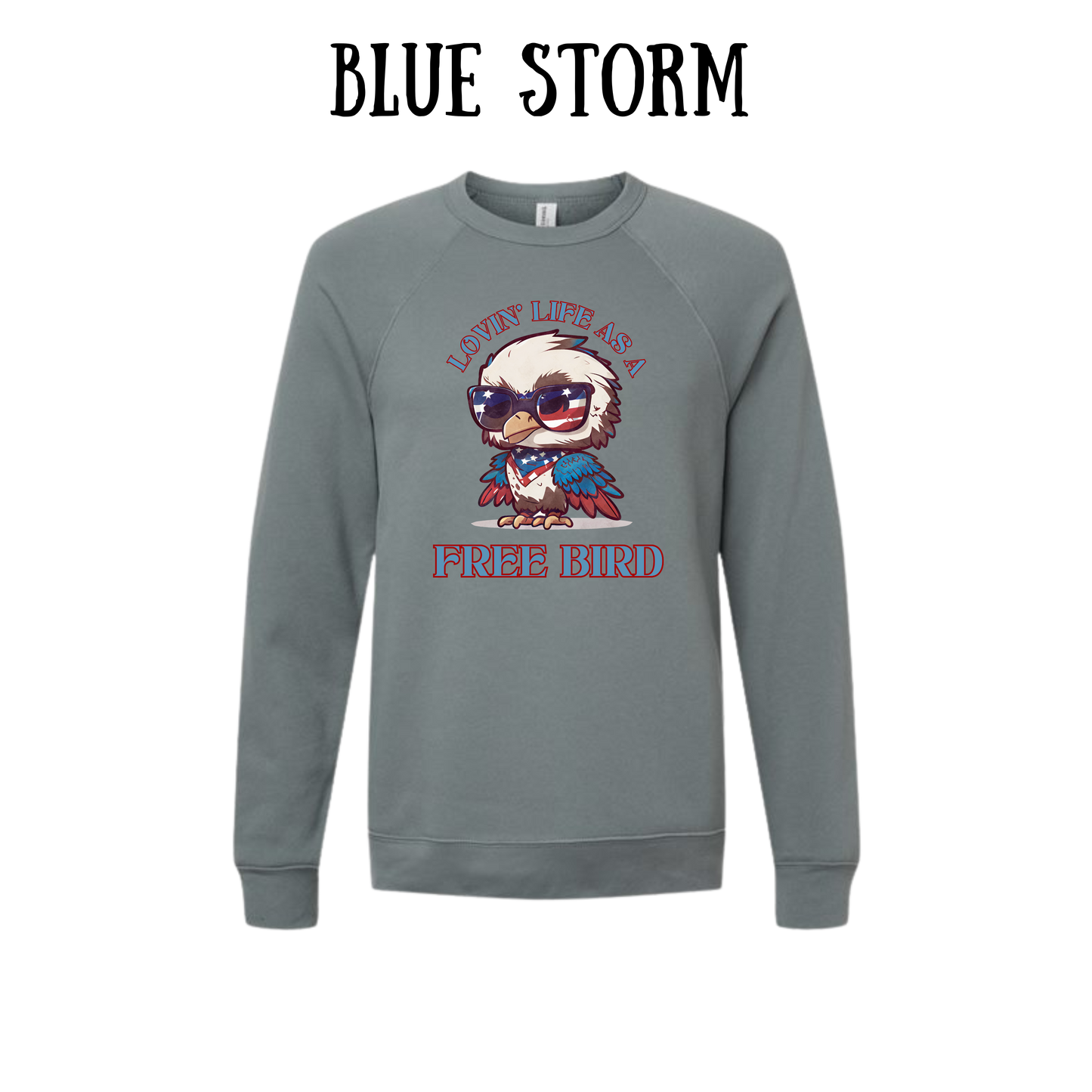 PP - Lovin' Life As A Free Bird - Sponge Fleece Raglan Sweatshirt - Blues, Purples