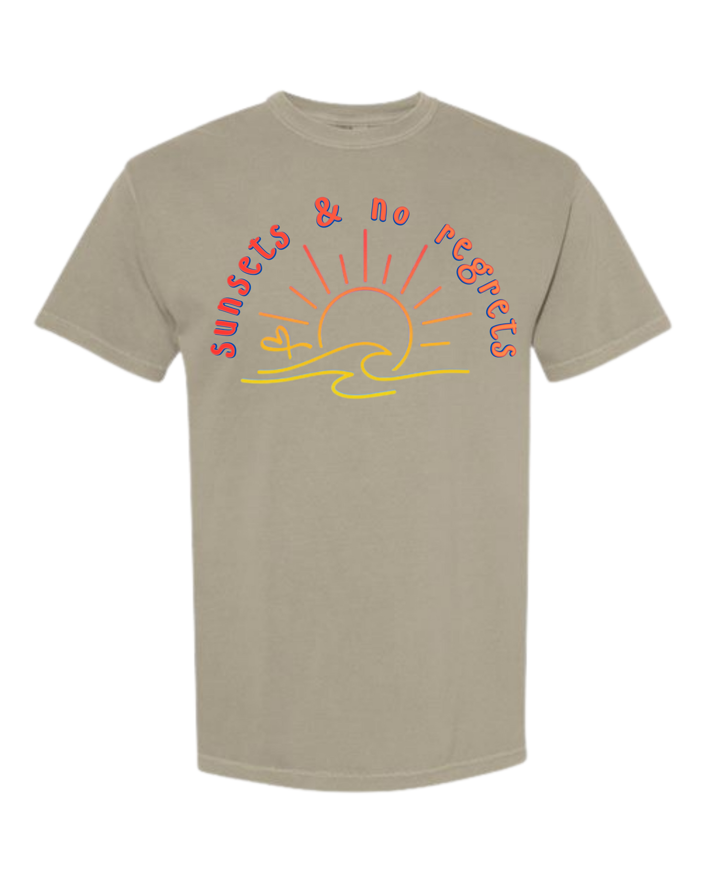 Sunsets & No Regrets - Comfort Colors - Heavyweight Unisex Tee - Neutral Colors