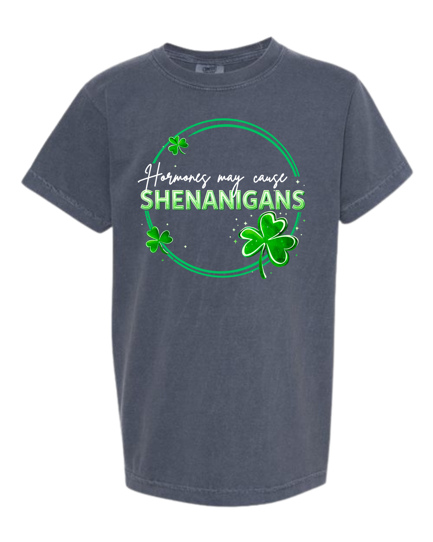 Hormones May Cause Shenanigans - Comfort Colors - Heavyweight Youth Tee - Neutral Colors & Blues