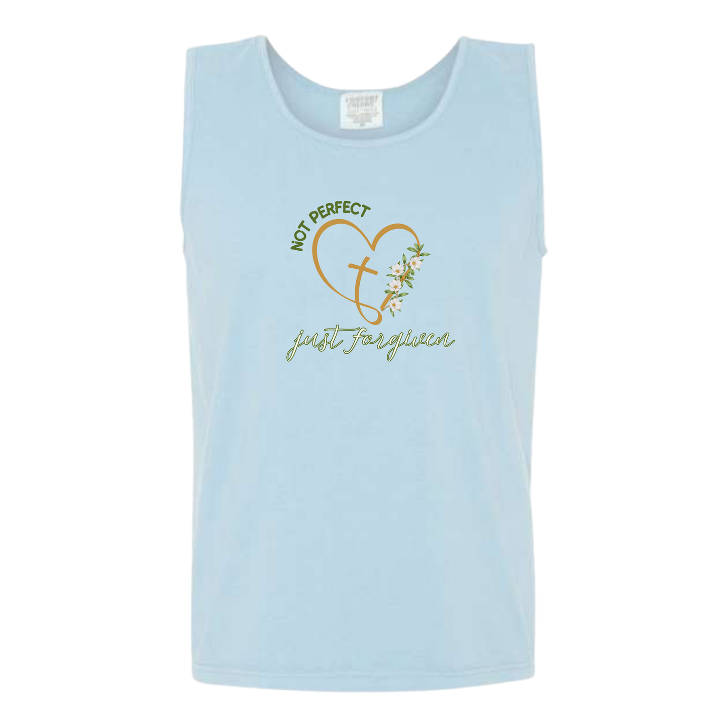 Not Perfect Just Forgiven - Comfort Colors - Unisex Tank - Neutral Colors & Blues