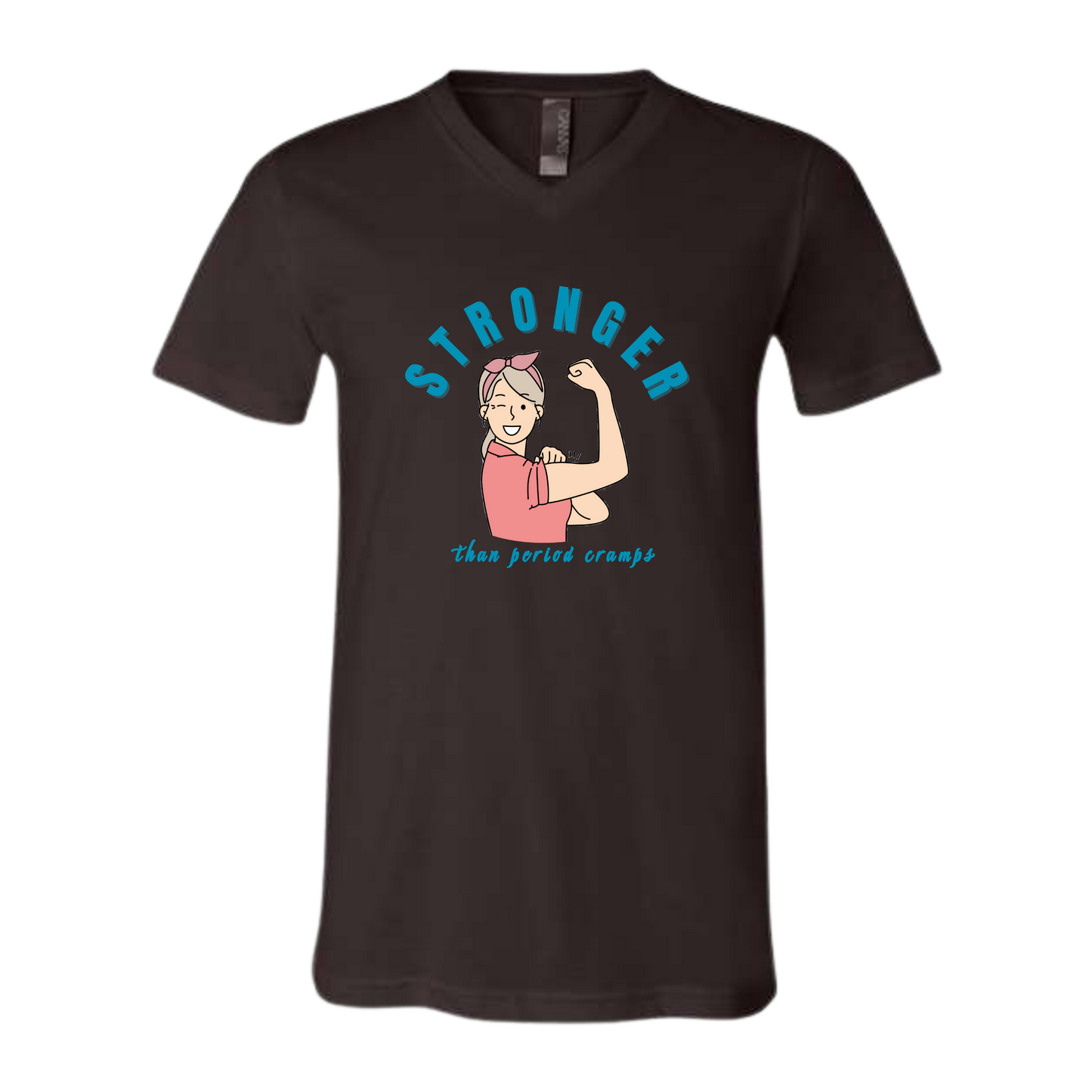 Stronger Than Period Cramps - Bella+Canvas - Unisex V-Neck - Neutral Colors